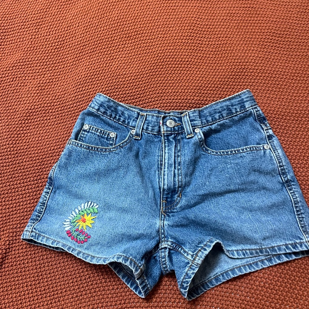 Old Navy Blue Jean Shorts with Floral Embroidery - Picture 2 of 3